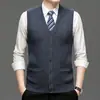 Suéter de lã para funcionários de hotel, uniforme para caixa, colete de tricô de lã outono e inverno para homens e mulheres, colete com decote em V