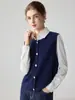 Roupa para o Trabalho: Colete 100% Caxemira para Mulheres, Sem Mangas, Cardigã com Fivela de Metal, Tricô Slim para Camadas
