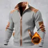 Ins2025 Otoño e Invierno Europeo y Americano Transfronterizo Nuevo Chaqueta Casual de Cremallera con Forro Polar de Textura de Combinación de Colores para Hombre