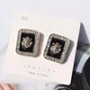 Pendientes Cuadrados de Diamante con Puntos y Cabeza de León de Plata 925 para Mujer Populares de Moda Cabeza de León Redonda Pendientes Frescos Pendientes 277