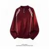 Sudadera con capucha de punto de alta gama estilo retro americano para hombre 2026 Otoño Nuevo Diseño Sensación Cinta Tejida Patchwork Suéter de Punto