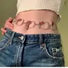 Corrente de Cintura Gatinho Rosa Zircônia Y2K Menina Doce Cool Feminina Estilo Hot Girl Milenar Acessórios de Cinto de Metal