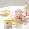Criativo moderno contraste cor grande alça com tampa colher caneca bonito divertido personalidade texto inspirador copo de café de escritório