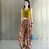 Calça Wide Leg Floral Estilo Coreano Seda Gelada Feminina Verão 2026 Novo Design Cintura Alta Solta Caimento Fluido Emagrecimento Calça Casual