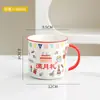 Copo Cerâmico Infantil Fofo Festa de Aniversário Banquete de Cem Dias Presente Acompanhamento Embalagem Caixa com Cinto Copo Presente Copo Lua Cheia Meninos e Meninas