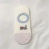 Meias de Gato de Desenho Animado para Mulheres, Meias Finas de Verão e Primavera Estilo Japonês com Fio Pontilhado Tipo Barco, Meias Invisíveis de Corte Baixo com Silicone Antiderrapante, Sem Costura