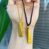 Colgante de Cono Triangular con Frases Auspiciosas, Mismo Estilo que las Joyerías, Grabado en Arena Dorada Antigua con Frases Auspiciosas, Chapado en Cobre con Oro, Diseño Retro de Nuevo Estilo Chino