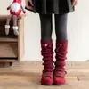 Sapatos, Meias-calça de Algodão para Meninas, Laço, Ano Novo, Natal, Meias Fofas Largas, Lolita, Meias Quentes para Panturrilha de Outono e Inverno