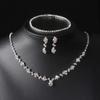 Collar, pendientes y pulsera de metal con diamantes, estilo europeo y americano, con diseño transfronterizo de estrella de seis puntas, ideal para novias y damas de honor.