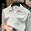 Camiseta de Manga Larga con Cuello de Solapa, Mezcla de Lana Sintética, Estilo Old Money, Falsa Dos Piezas para Hombre, Nueva Colección Otoño 2026, Sudadera Casual Lisa para Hombre