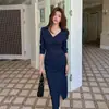 Toma Real del Nuevo Diseño Otoño e Invierno 2025 Elegante Estilo Sirena para el Lugar de Trabajo Vestido Largo de Manga Larga Rayado Vestido Camisa Femenino Hermana