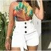 Shorts Feminino de Cintura Alta Estilo Europeu e Americano, Novo de Verão Transfronteiriço Cintura Alta Amarrar Tamanho Plus Botões Casuais Hot Pants