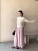 Saia Jianhe 2026 Nova Coleção Primavera Cintura Alta Design Plissado Linho Tencel Elegante Barra Larga 59235