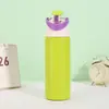 Nueva taza térmica deportiva para estudiantes, taza con popote de doble uso color macarrón, modelo popular de comercio exterior, taza de agua portátil para viajes al aire libre