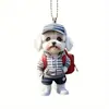Novo Pingente de Mochila de Cachorrinho Personalizado Transfronteiriço Acrílico Pingente de Carro Natal Chaveiro Urso Teddy Cachorro