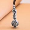 Colgante de plata esterlina s999 mantra de seis palabras Maitreya Buda sonriente cadena para suéter para hombre y mujer colgante de plata