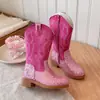 Botas de piel altas de princesa para niña, botas estilo Martin con lentejuelas, estilos de moda otoño/invierno, botas de vaquero western de inspiración étnica y botas altas estilo caballero