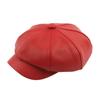 Otoño e invierno PU cuero costuras gorra octogonal estrella Fan Bingbing moda coreana gorra de pintor boina de color sólido