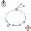 Efu Le Europeu e Americano Popular Dança da Neve Pulseira S925 Prata Esterlina Zircônia Banhado a Platina Floco de Neve Mão Simples Jóias