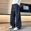 Pantalones casuales deportivos de estilo americano para primavera y otoño, de moda, con costuras visibles, de pierna recta holgada. (precio controlado en 89)