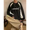 Moletom Vintage Gola Redonda Masculino Primavera e Outono Estilo Americano Pesado Jaqueta Vintage Moda Outono Marca High Street Top Manga Longa