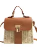 Bolsa de Palha Rattan Vintage Feminina 2026 Nova Coleção Primavera/Verão Bolsa Transversal de Praia Bolsa de Ombro Feminina Bolsa de Palha Fashion