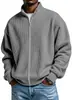 Estación Independiente Transfronteriza Europea y Americana Ropa de Hombre Estilo Americano Moda Desgastada para Hombre Chaqueta Sencilla de Color Sólido Waffle Cuello Alto con Cremallera