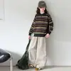 Conjunto de dos piezas para niña: suéter polo a rayas de manga larga estilo coreano para otoño 2026, nuevo estilo, pantalones de pierna curva para niña pequeña