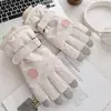 Luvas femininas em formato de coração para andar de bicicleta elétrica, forradas com fleece, quentes, à prova de vento, à prova d'água, luvas de esqui com tela sensível ao toque, fofas e compatíveis com tela sensível ao toque