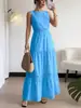Nuevo Vestido Largo de Color Sólido Elegante sin Mangas con Lazo, Estilo Casual de Resort Europeo y Americano, para Mujer, Primavera y Verano 2026