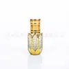 Frasco octogonal folheado a ouro para óleos essenciais 3ml 6ml frasco roll-on portátil frasco roll-on de perfume de alta qualidade frasco de vidro para amostra de viagem
