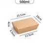 Recipiente de papel kraft descartável com tampa flip-top para alimentos, caixa retangular espessa para viagem para salada de frutas, frango frito e carne grelhada