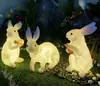 Lámpara de Conejo Luminosa Nueva Lámpara de Fibra de Vidrio Lámpara Animal Solar Iluminación de Paisaje Exterior Lámpara Decorativa para Patio Césped