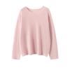 Estilo Nuevo Otoño e Invierno Suéter 100% Cachemira Pura para Mujer Casual Simple Color Puro Cuello Redondo Borde Enrollado Jersey Suéter de Punto de Manga Larga