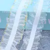 Ribete de Encaje con Hilo Dorado y Plateado de 2.5cm con Encaje de Doble Cara, Banda Elástica de Tul Transparente, Accesorios para Juguetes, Accesorios para Ropa