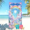 Toalla de Playa de Venta Caliente Transfronteriza para Vacaciones en la Costa, Toalla de Microfibra, Absorbente de Agua, Divertido Dibujo Animado de Unicornio, Toalla de Baño para Niños