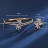 Pulsera Anillo Set Flor Doble Cristal Brillante Incrustación Zirconia Joyería de Mano Versátil de Moda Elegante de Gama Alta