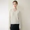 Estilo luxo leve~Cardigã 100% caxemira pura para mulheres, suéter de tricô trançado com gola V espesso, peça de outer wear simples e elegante