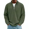 2026 Amazon Nuevo Otoño Camisas Casuales para Hombre Cuello Alto Cremallera Pana Manga Larga Camisa Polo para Hombre