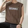 2026 Novo Estilo Camiseta Regata de Algodão Puro para Homens, Roupa de Verão, Regata Esportiva para Basquete Fitness, Camiseta de Manga Curta Solta