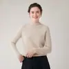 Versátil~Suéter de punto 100% cachemir puro para mujer, cuello semi-alto, holgado y grueso, para otoño e invierno, capa base de lana tejida