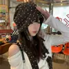 Gorro Oversized de Bolinhas Estilo Coreano para Mulheres, Conjunto Versátil Elegante de Chapéu Pulôver e Cachecol Doce e Descolado para Outono, Afina o Rosto