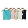 Novo colete casual de cor sólida para primavera e verão de 2024, camiseta estilo halter, corte super slim, gola alta, blusa de malha com meia-calça