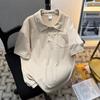 Verano Estilo Americano Calle Alta Manga Corta Niños Marca de Moda Holgada Estilo de Hong Kong Camiseta Solapa Plegada Camisa Polo Moda Ins Atractivo