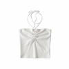 Verão Novo Europeu e Americano Moda Feminina Sólida Cor Peito Pescoço Plissado Slim Vest C10282