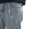 Joyería Estilo Europeo y Americano Hip-Hop de Moda Genial Colgante de Cruz Cadena para Cintura de Mujer Personalizada Moda Cadena de Metal Multicapa Cadena para Pantalones