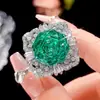Joias Zhuangshengsheng 2025 Novo Base de Cobre Banhado a Ouro Simulado Para Verde Milenar Conjunto Elegante Pedra Principal 16-10m