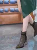 Botas Curtas de Moda com Salto Fino, Botas Únicas Emagrecedoras, Novo Estilo Outono e Inverno 2026, Bico Fino, Amarradas com Cadarço, Botas Versáteis Slim de Salto Alto para Mulheres