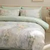 Conjunto de quatro peças de algodão puro espesso com dupla face escovada para outono e inverno, lençol de cima espesso, capa de edredom, lençol com elástico, roupa de cama quente para quarto principal