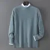 Suéter Baicai Rong Otoño/Invierno Nuevo 100% Lana Pura Engrosado Cuello Medio Alto Punto Grueso Ropa de Punto Simple de Negocios